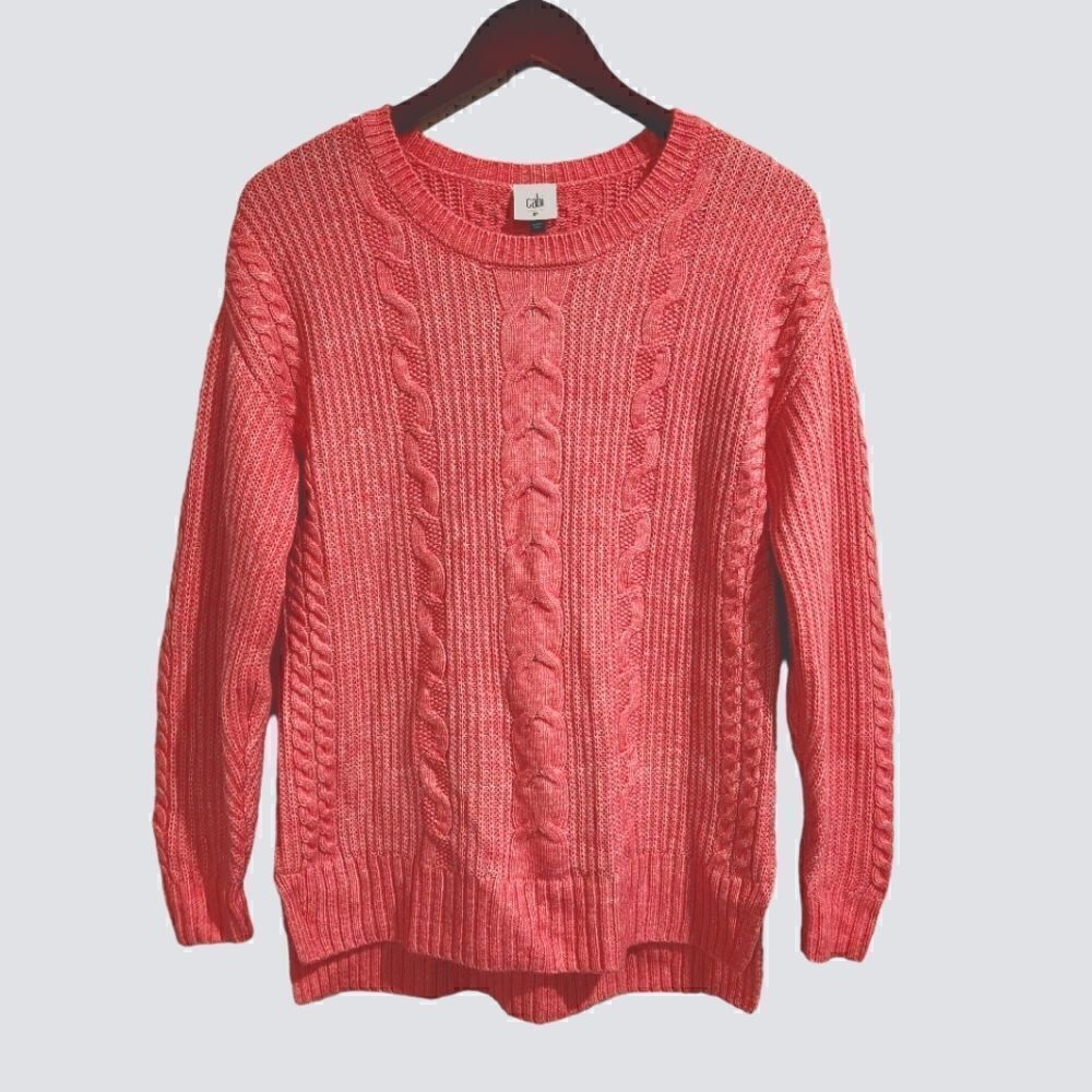 Cabi Elsa Pullover Sweater Crewneck Cable Pink Size XS #4245 Pullover - Picture 3 of 9